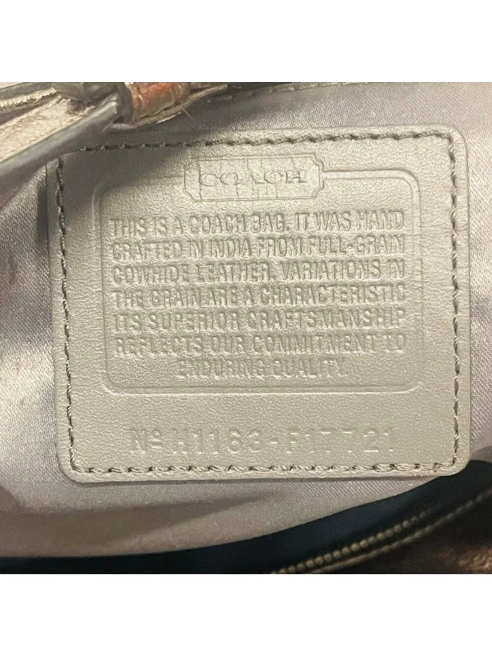 Coach Metallic Bronze Leather Tote Bag
